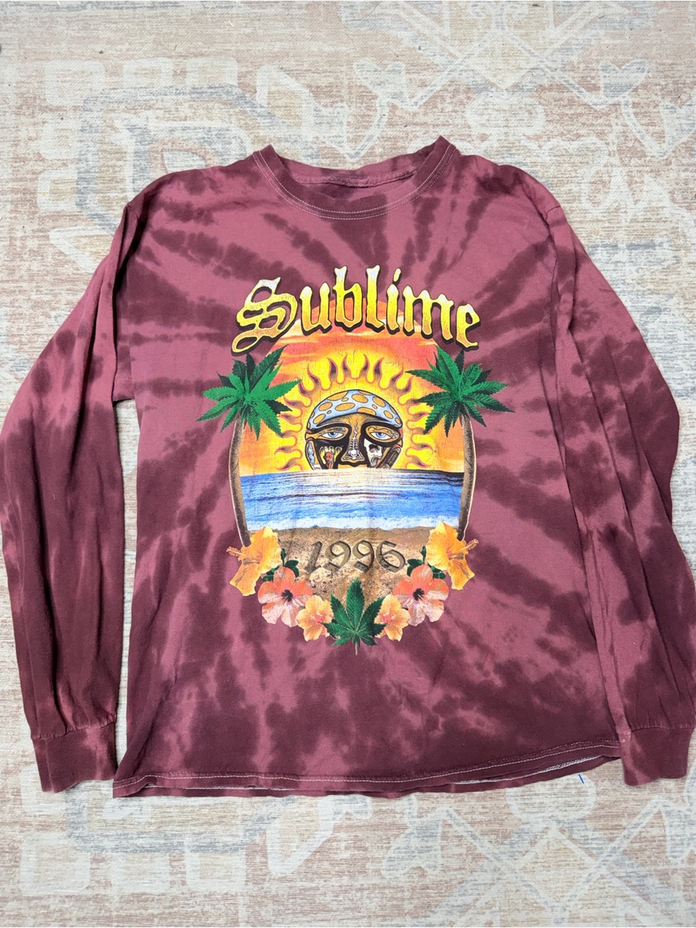 Sublime Maroon Tie-Dye Long Sleeve Graphic Tee